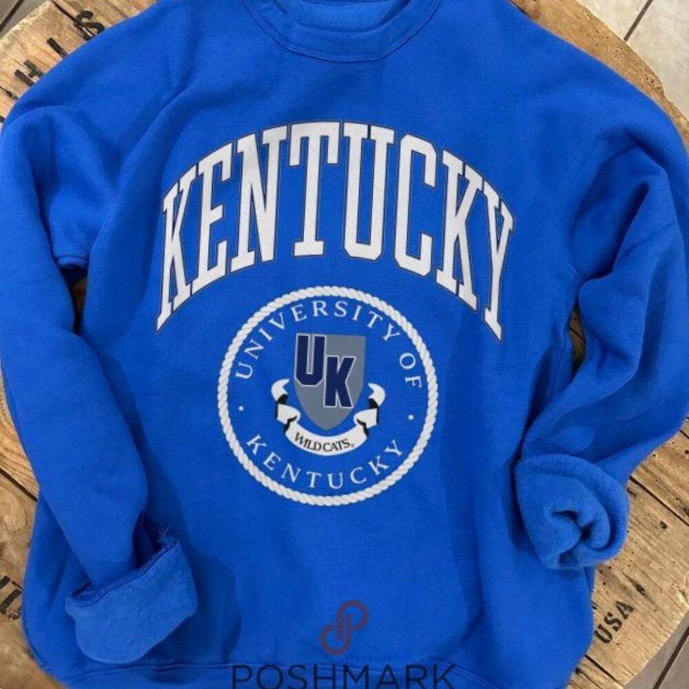 University Kentucky University Wildcats Sweatshirt Retro Vtg Blue Y2K